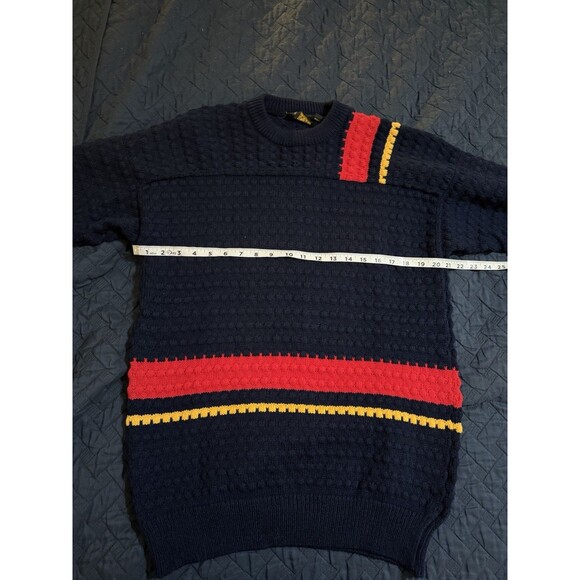 Vtg 1980s Van Cort Men’s XL Striped Blue Yellow Red Sweater Style 80s 90s - Picture 3 of 6